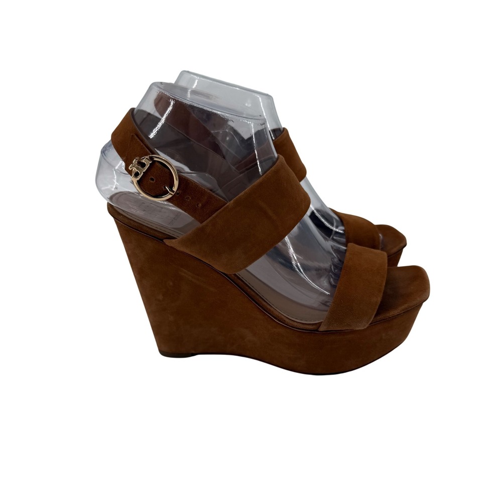 Tory Burch Size 7.5 Womens Loretta 120mm Lancaster Brown‎ Platform Sandals